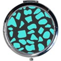 Cow Background neon blue black Mini Round Mirror View1