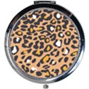Leopard  spots brown white orange Mini Round Mirror View1
