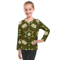 Flower Power And Big Porcelainflowers In Blooming Style Kids  Long Mesh Tee