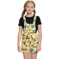 Seamless Pattern Vector Industrial Vehicle Cartoon Kids  Short Overalls