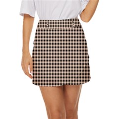 Purple Black Small Plaids Mini Front Wrap Skirt