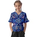 Cobalt arabesque Kids  V-Neck Horn Sleeve Blouse View1