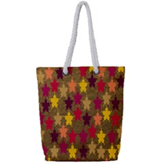 Abstract-flower Gold Full Print Rope Handle Tote (small) by nateshop