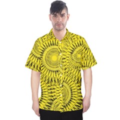 Yellow Abstract Sun Pattern Background Men s Hawaii Shirt