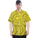 Yellow Abstract Sun Pattern Background Men s Hawaii Shirt View1