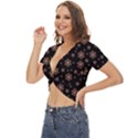 Mandala Drawing Artistic Model Twist Front Crop Top View2
