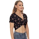 Mandala Drawing Artistic Model Twist Front Crop Top View3
