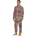 Rosette Mandala Ornament Wallpaper Men s Long Sleeve Velvet Pocket Pajamas Set View3