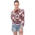 Multicolored Pattern Illustration Purple Peacock Banded Bottom Chiffon Top View1