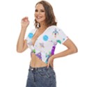 Alien Ufo Star Universe Star Vector Image Twist Front Crop Top View2