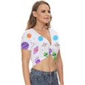 Alien Ufo Star Universe Star Vector Image Twist Front Crop Top View3