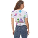 Alien Ufo Star Universe Star Vector Image Twist Front Crop Top View4