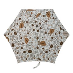 Brown Coffee Beans Pattern Mini Folding Umbrellas