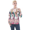 Cartoon Unicorn Fantasy Women s Long Sleeve Pocket Shirt View1