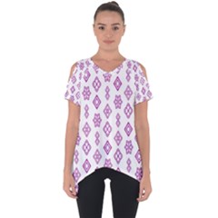 Geometric Pattern Purple Pattern Cut Out Side Drop Tee