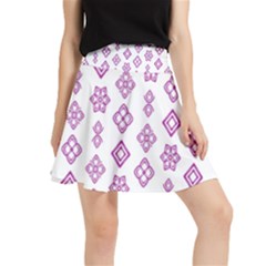 Geometric Pattern Purple Pattern Waistband Skirt