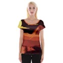 Mountain Forest Full Moon Cap Sleeve Top View1