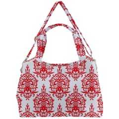 White And Red Ornament Damask Vintage Double Compartment Shoulder Bag by ConteMonfrey