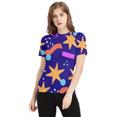 Star Abstract Pattern Wallpaper Women s Short Sleeve Rash Guard