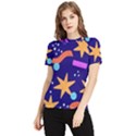 Star Abstract Pattern Wallpaper Women s Short Sleeve Rash Guard View1