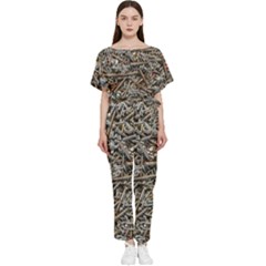 Screws Scrap Metal Rusted Screw Art Batwing Lightweight Chiffon Jumpsuit