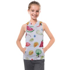 Fruit Summer Vitamin Watercolor Kids  Sleeveless Hoodie
