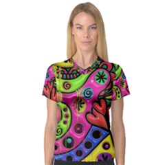 Seamless Texture Pattern Tile V-neck Sport Mesh Tee