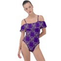 Background Pattern Design Frill Detail One Piece Swimsuit View1