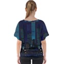 City Building Pixel Art Vaporwave V-Neck Dolman Drape Top View2