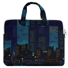 City Building Pixel Art Vaporwave Macbook Pro 16  Double Pocket Laptop Bag 