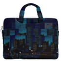 City Building Pixel Art Vaporwave MacBook Pro 16  Double Pocket Laptop Bag  View2