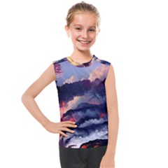Cherry Blossom Tree On Cliff Digital Wallpaper Cherry Blossom On Cliff Mountain Nature Kids  Mesh Tank Top