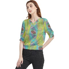 Ellipse Pattern Elliptical Abstract Quarter Sleeve Blouse