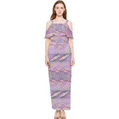 Purple Background Abstract Pattern Draped Sleeveless Chiffon Jumpsuit