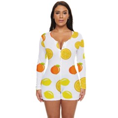 Fruits,orange Long Sleeve Boyleg Swimsuit
