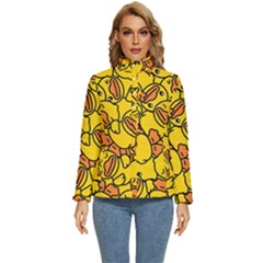 Duck Cartoon Background Pattern Women s Puffer Bubble Jacket Coat