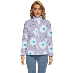 Flower Pattern Background Women s Puffer Bubble Jacket Coat