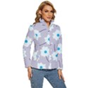 Flower Pattern Background Women s Puffer Bubble Jacket Coat View3