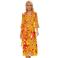 Red-yellow Midsummer Wrap Dress by nateshop