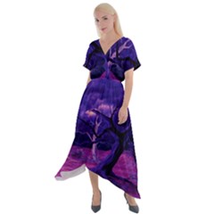 Forest Night Heaven Cloud Nature Cross Front Sharkbite Hem Maxi Dress