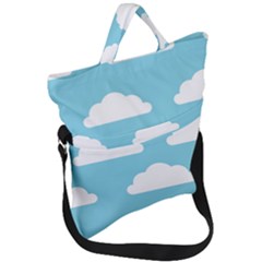 Clouds Blue Pattern Fold Over Handle Tote Bag