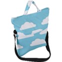 Clouds Blue Pattern Fold Over Handle Tote Bag View1