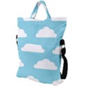 Clouds Blue Pattern Fold Over Handle Tote Bag View2