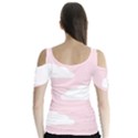 Clouds Pink Pattern   Butterfly Sleeve Cutout Tee  View2