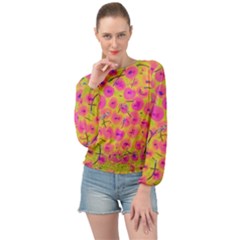 Cherries Fruit Food Neon Texture Fluorescent Banded Bottom Chiffon Top