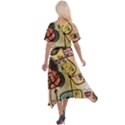 Puzzle Abstract Drawing Mysterious Cross Front Sharkbite Hem Maxi Dress View2