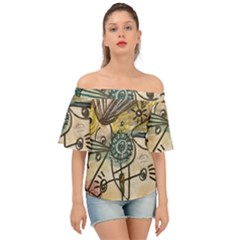 Thoughts Thinkingknowledge Drawing Off Shoulder Short Sleeve Top