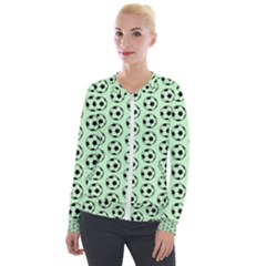 Pattern Ball Soccer Background Velvet Zip Up Jacket