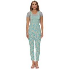 Contrasting Leaves Women s Pinafore Overalls Jumpsuit