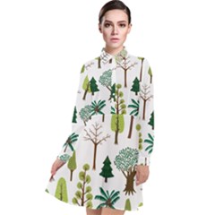 Chrismas Tree Greeen  Long Sleeve Chiffon Shirt Dress